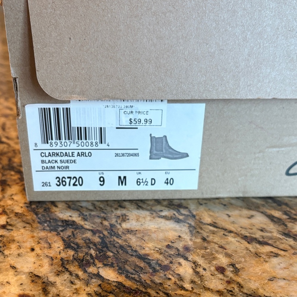 Clarks Black Suede Ankle Boots - Picture 3 of 7